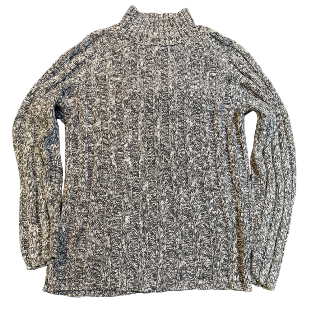 Denim & Co Marled Ribbed Mock Neck Sweater Heather Gray Size L Long Sleeve